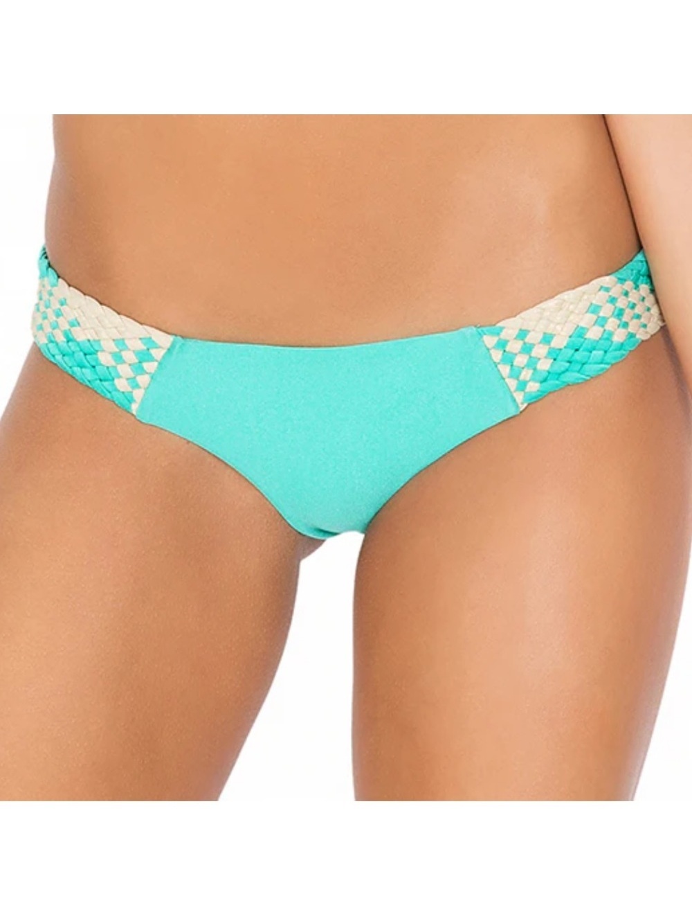 New $90 Luli Fama Sexy Siren Champagne Sparkle Tiny Swim suite Bottom Size XS